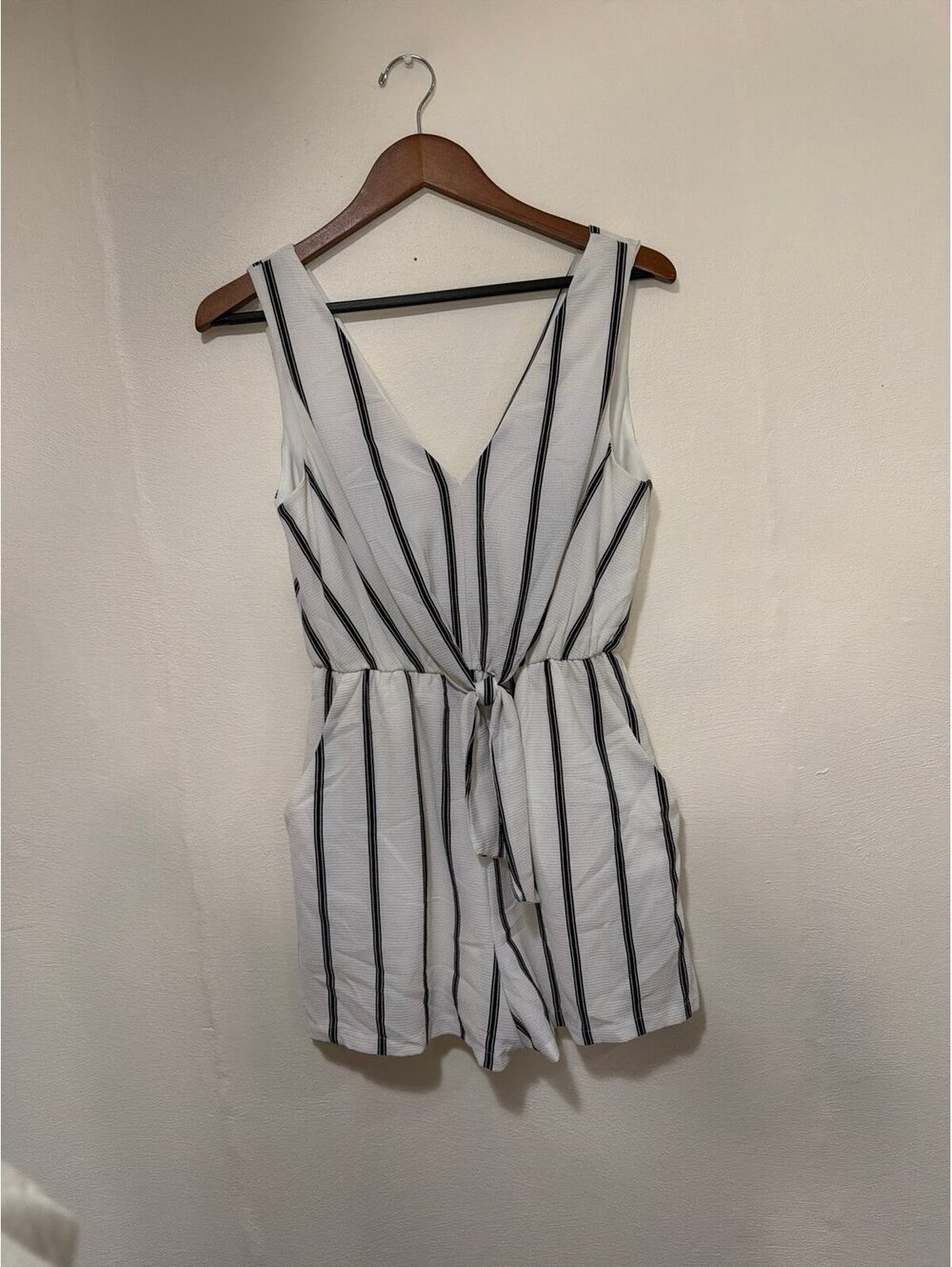 Black and White Striped Romper